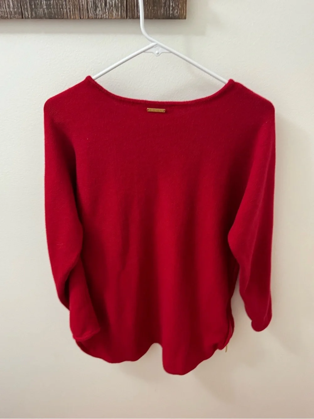 Michael Kors Michael Kors Red Tunic Sweater With Side Gold Zippers Size large